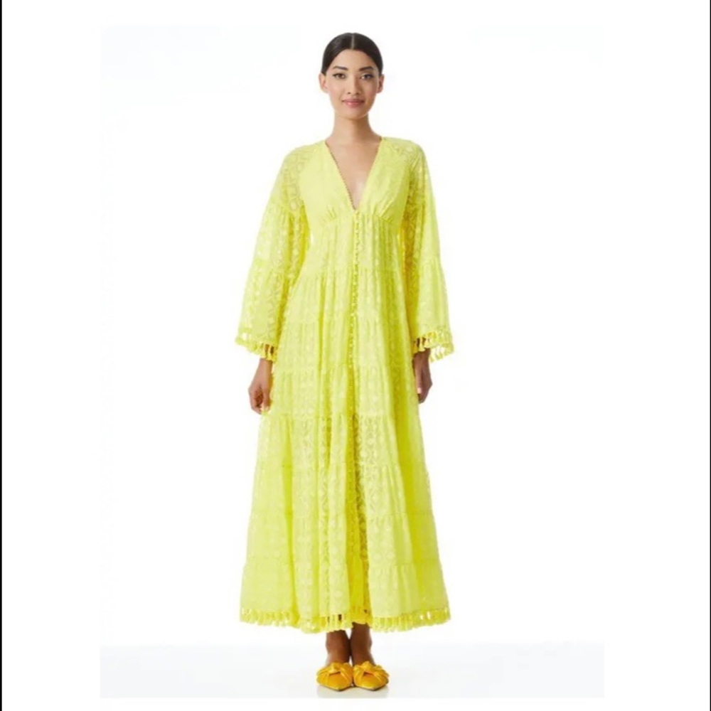ALICE + OLIVIA
Alexandria Open Back Tassel Maxi Dress - Yellow, Size 2